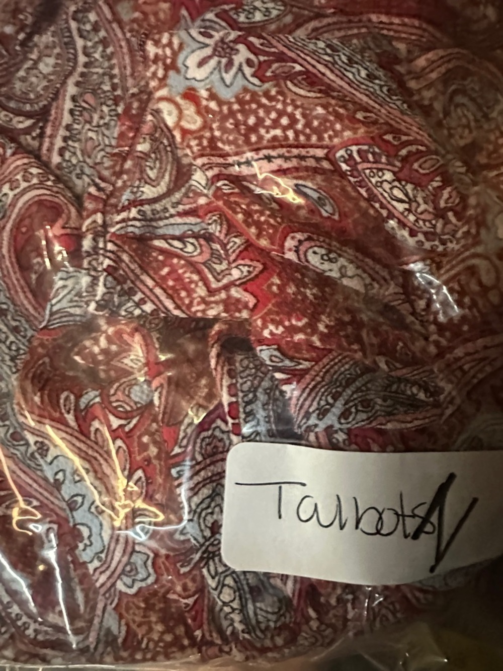 Talbots XS sprinkle paisley split ruffle detail tie arm neck soft midi dress - Picture 16 of 16